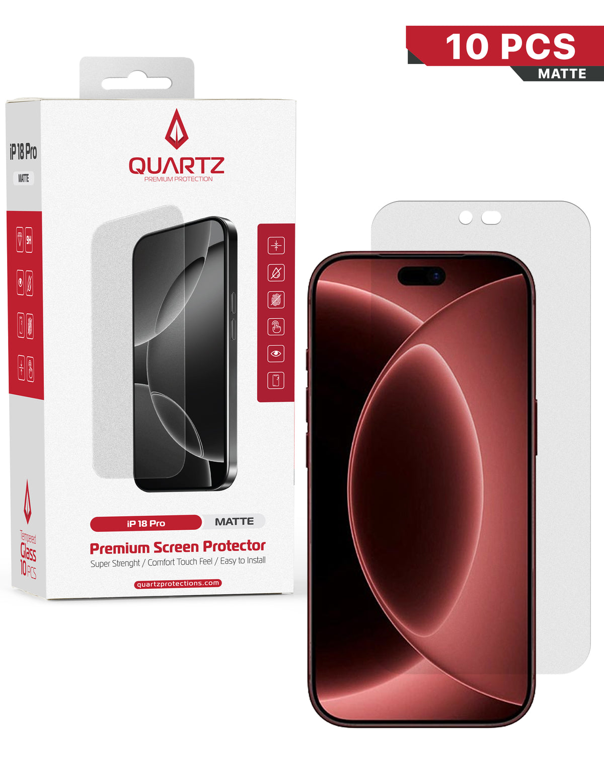 QUARTZ Matte Tempered Glass for iPhone 18 Pro (Pack of 10)