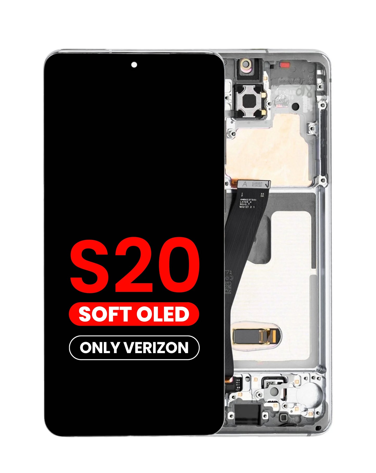 OLED Assembly with Frame for Galaxy S20 (G980 / G981) (Verizon UW) (COSMIC GRAY) (Aftermarket OLED)