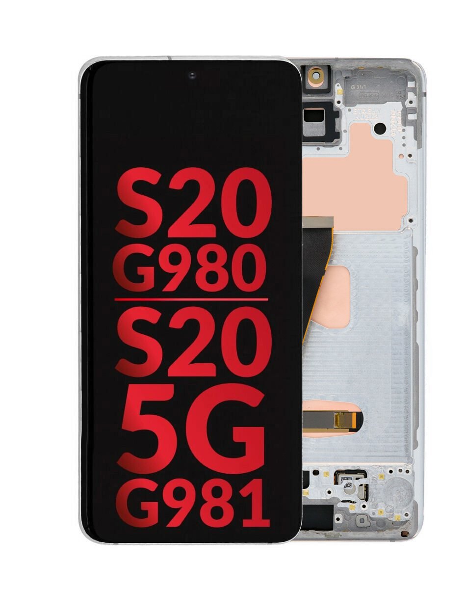 OLED Assembly with Frame for Galaxy S20 (G980 / G981) (CLOUD WHITE) (Aftermarket)