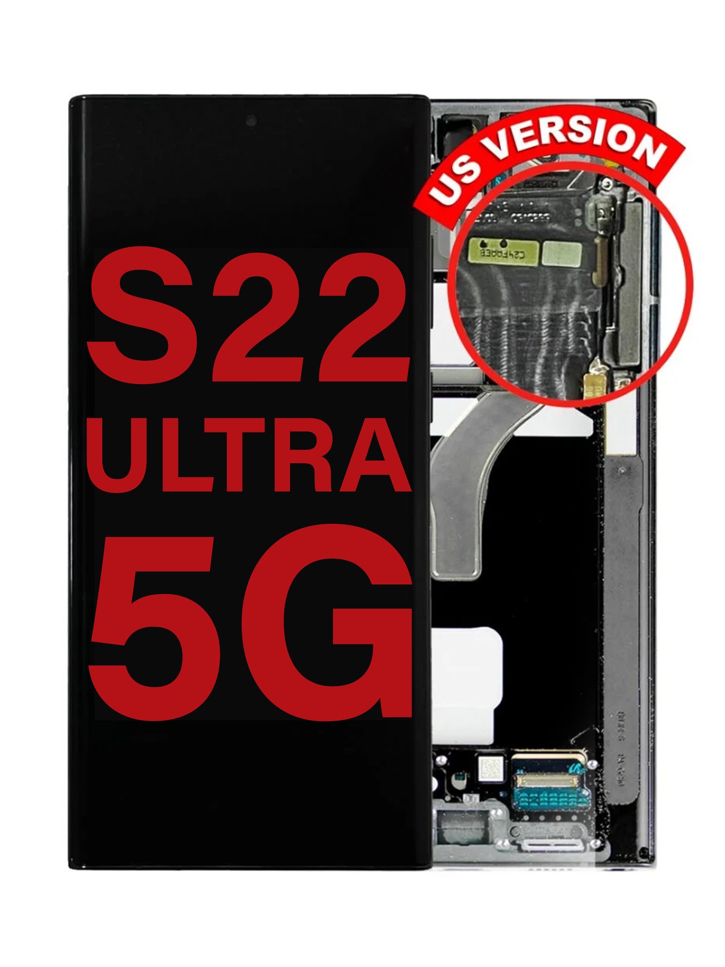 OLED Assembly with Frame for Galaxy S22 Ultra (S908) (GRAPHITE) (Aftermarket OLED)