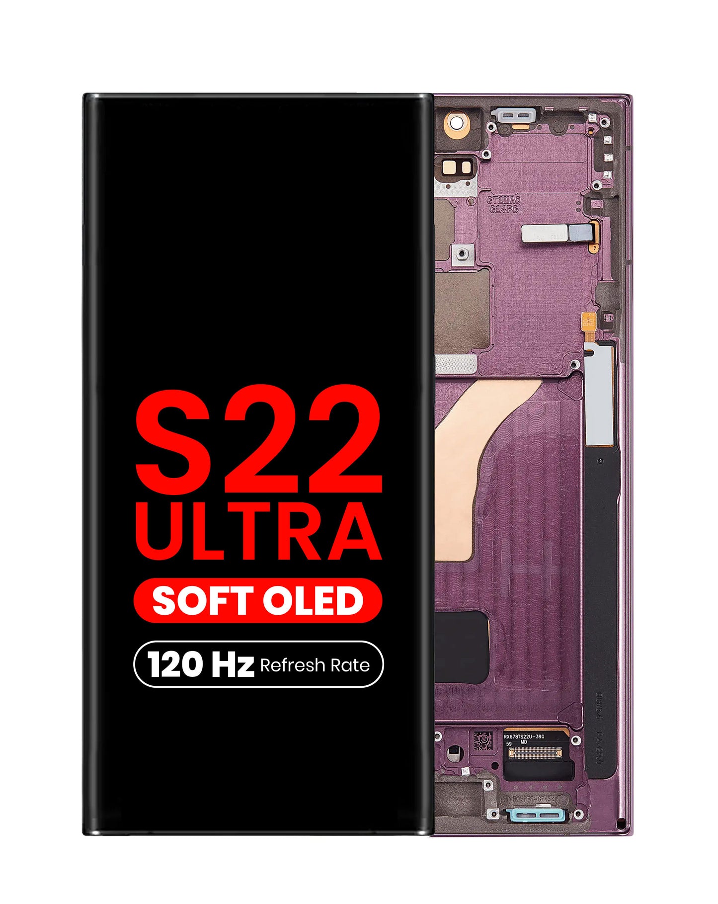 OLED Assembly with Frame for Galaxy S22 Ultra (S908) (BURGUNDY) (Aftermarket Pro Soft Oled / 120HZ)