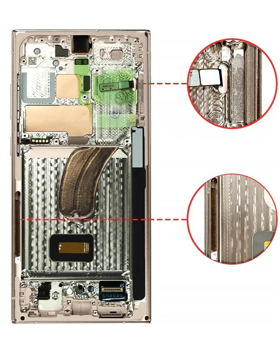 OLED Assembly with Frame for Galaxy S23 Ultra (S918) (CREAM) (Aftermarket OLED)