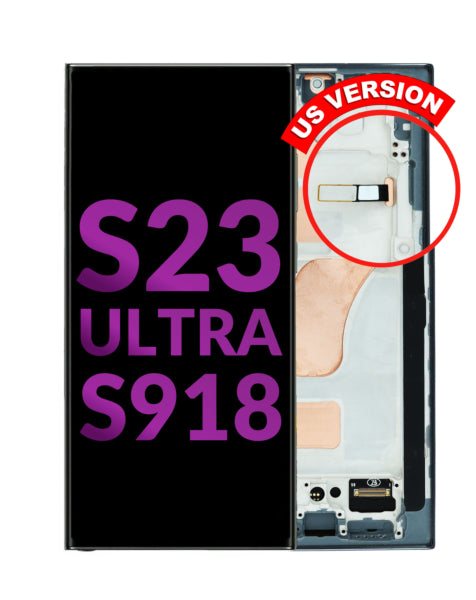 LCD Assembly with Frame for Galaxy S23 Ultra (S918) (PHANTOM BLACK) (Aftermarket INCELL) (Does not support Fingerprint)
