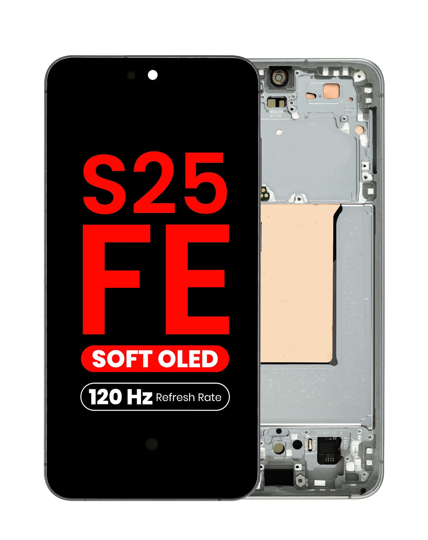 OLED Assembly with Frame for Galaxy S25 FE (S731) (JETBLACK) (Aftermarket Plus Soft Oled / 120Hz)