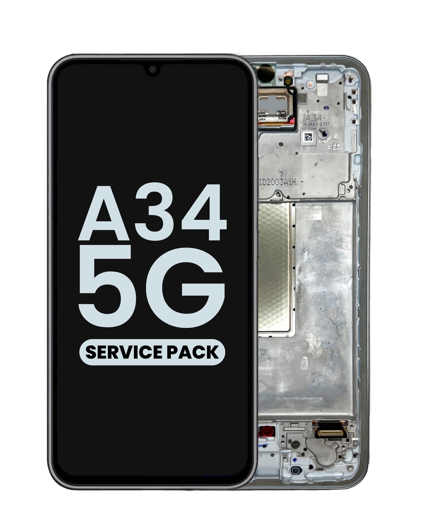 OLED Assembly with Frame for Galaxy A34 5G (A346 / 2023) (AWESOME SILVER) (Service Pack)