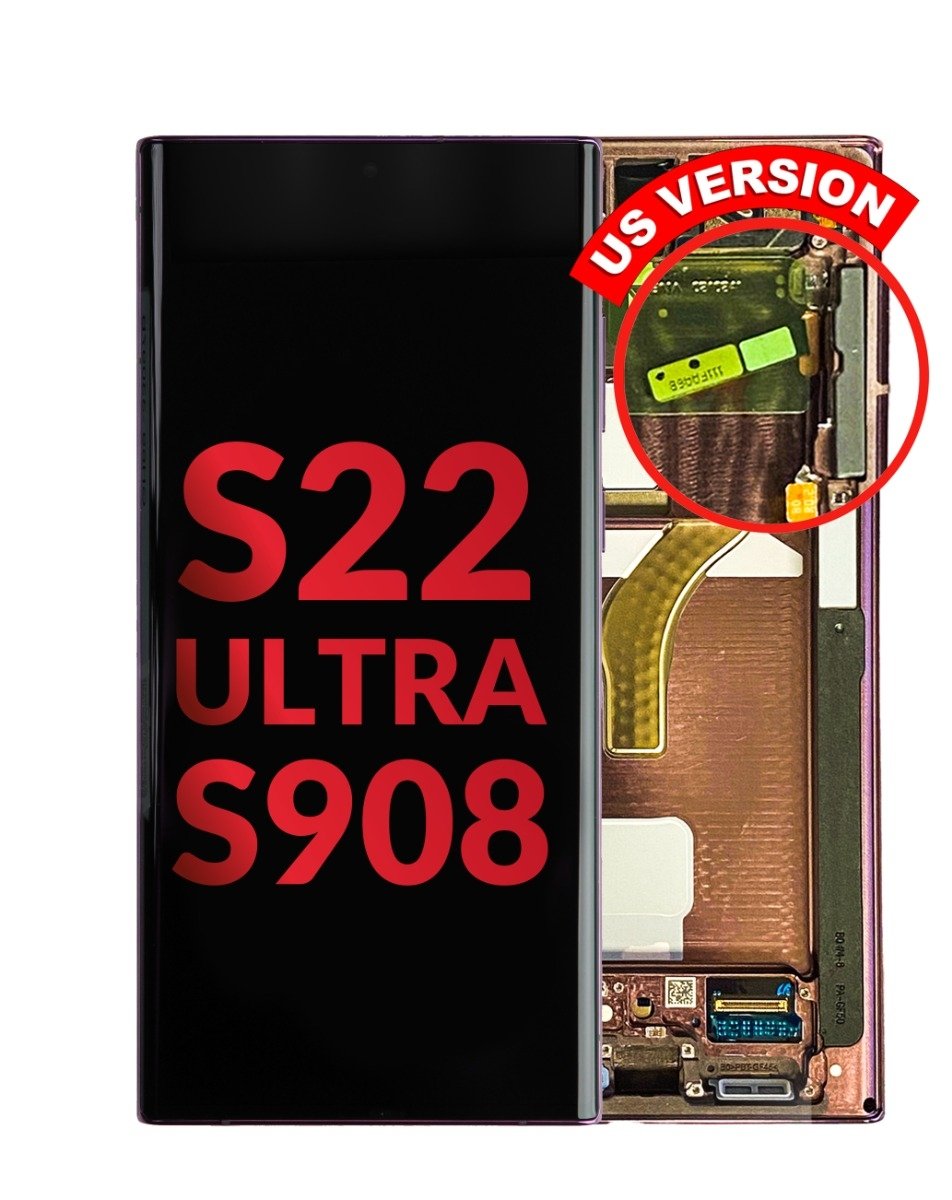 OLED Assembly with Frame for Galaxy S22 Ultra (S908) (BURGUNDY) (Aftermarket OLED)