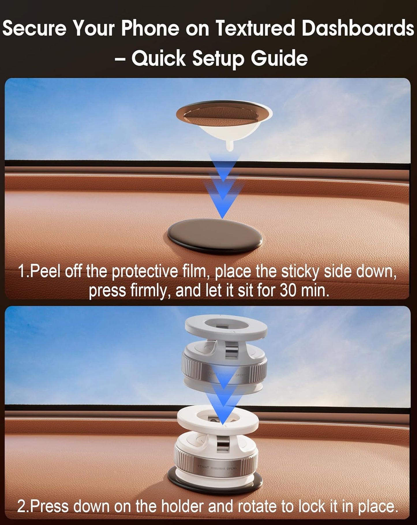360° Adjustable Vacuum Suction Car Phone Holder for Magsafe - WHITE (Only Ground Shipping)