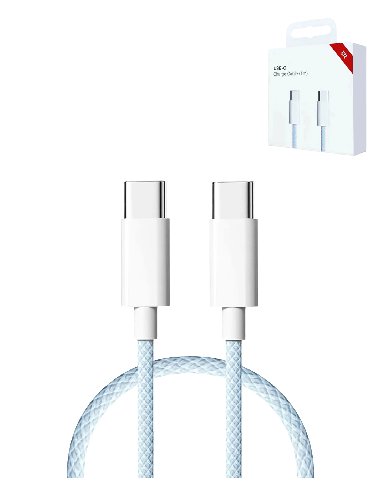 USB C-C Charging Cable for iPhone / iPads / AirPods Series (BLUE) (3ft) (27W)