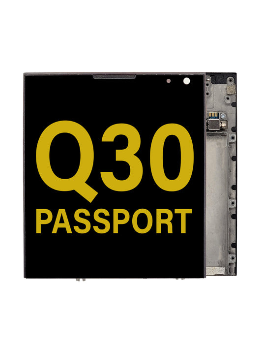 BB Q30 Passport Screen Assembly (With The Frame) (Refurbished) (Black)