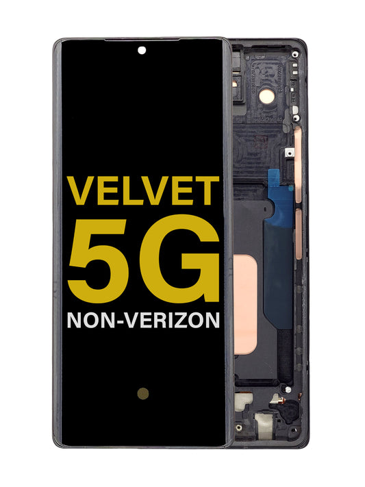 LGV Velvet 5G (Non-Verizon Version) Screen Assembly (With The Frame) (Refurbished) (Black)