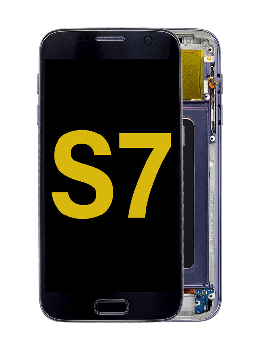 SGS S7 Screen Assembly (With The Frame) (Refurbished) (Black Onyx)
