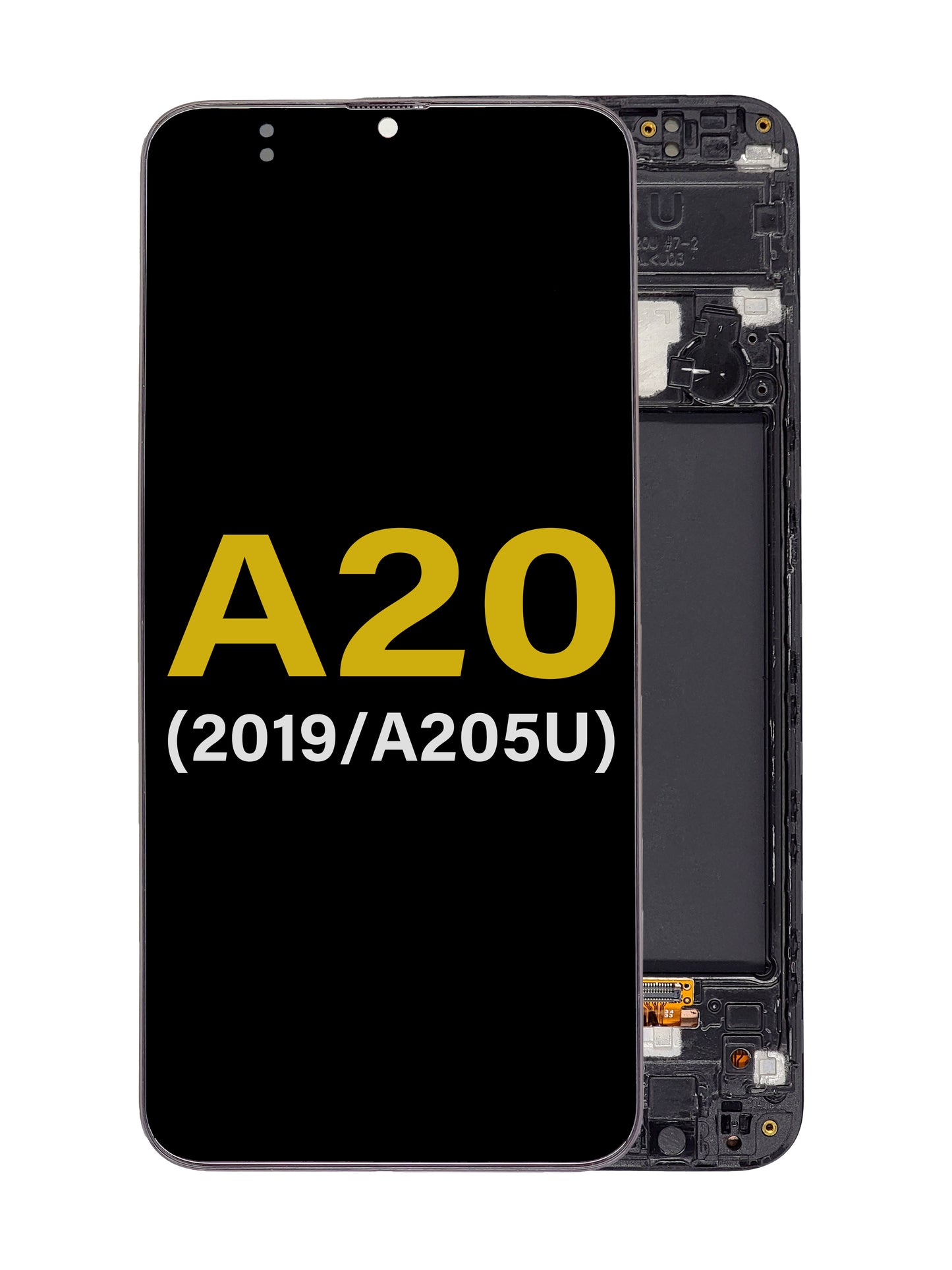 Samsung A20 2019 (A205U) U Version Screen Assembly (With The Frame) (Refurbished) (Black)