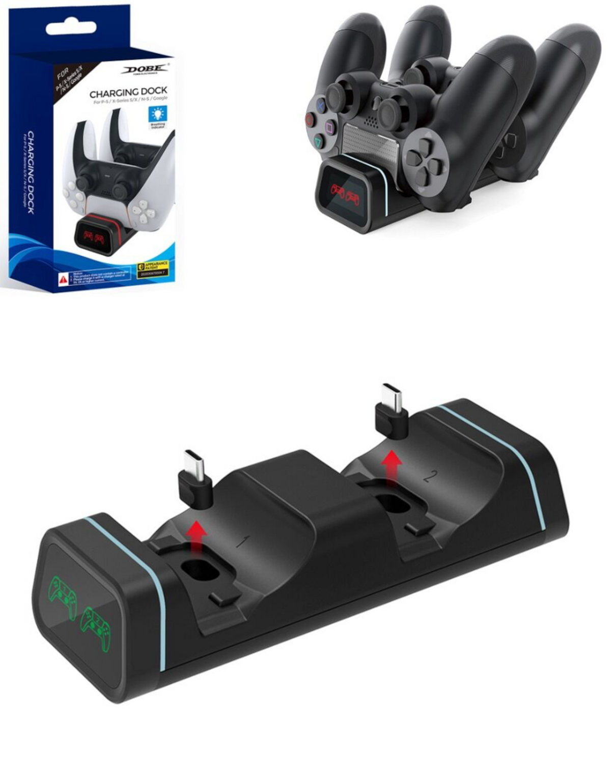Dobe Controller Charging Dock for Xbox Elite 2 / Xbox Series S & X / Switch Pro / PlayStation 5 (Only Ground Shipping)