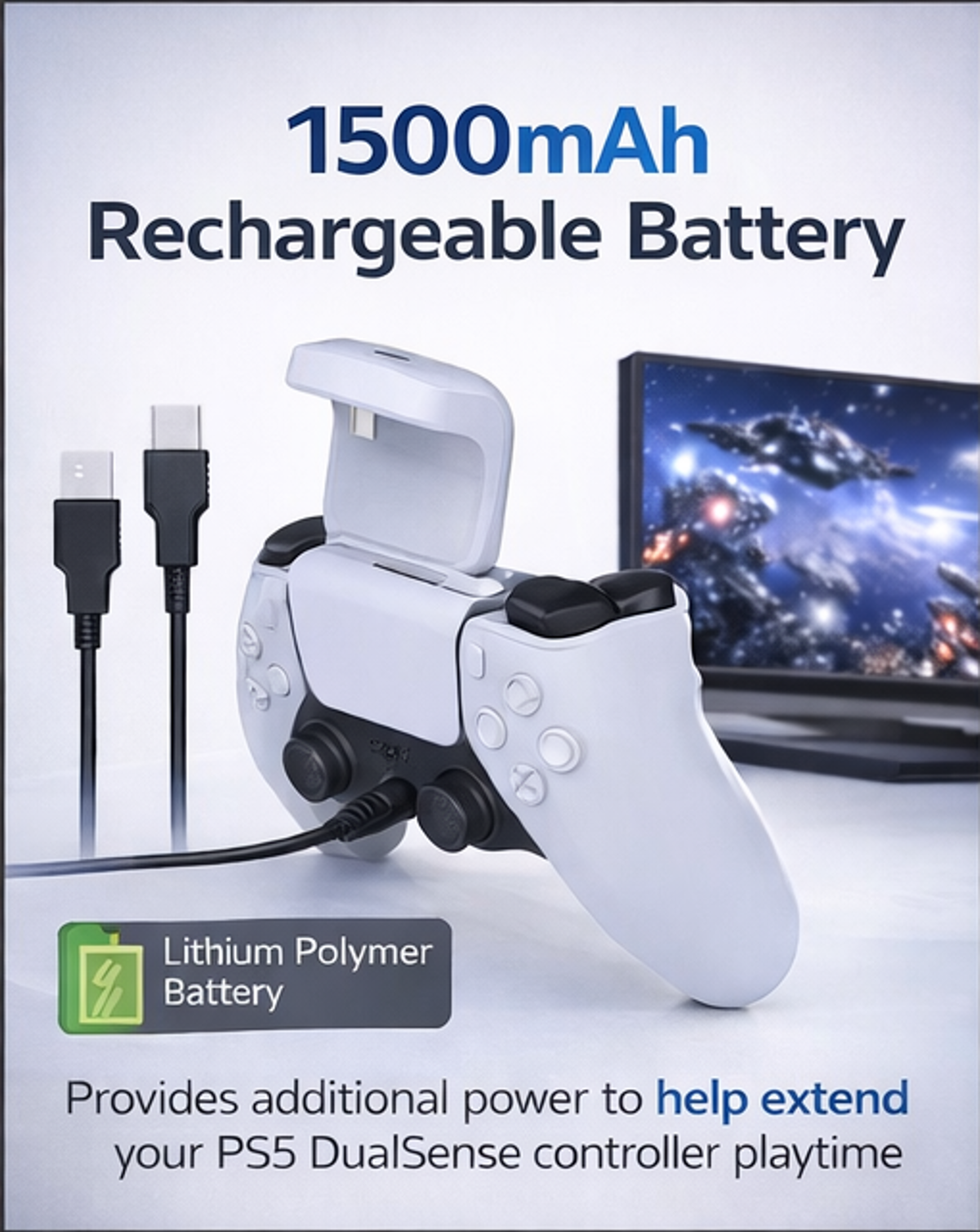 Replacement Battery for PlayStation 5 (Dual Sense) Wireless Controller (Only Ground Shipping)