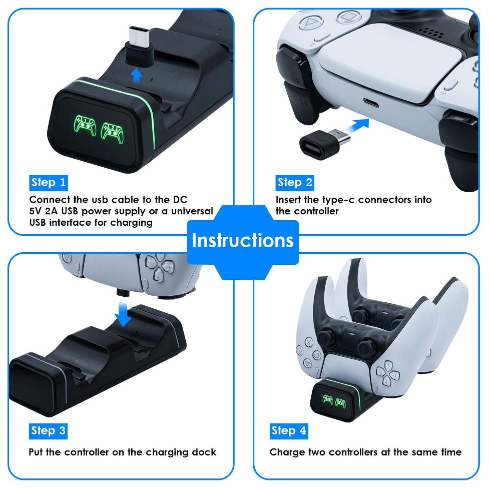 Dobe Controller Charging Dock for Xbox Elite 2 / Xbox Series S & X / Switch Pro / PlayStation 5 (Only Ground Shipping)
