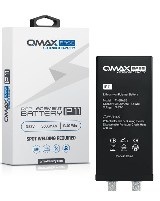 QMAX Base iPhone 11 Extended Capacity Replacement Battery (Spot Weld Required) (3500 mAh)