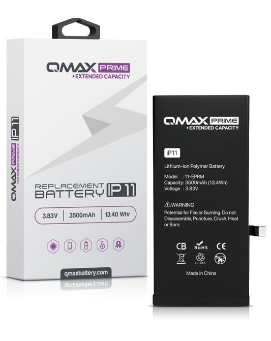 QMAX Prime iPhone 11 Extended Capacity Replacement Battery (Spot Weld NOT Required) (3500 mAh)