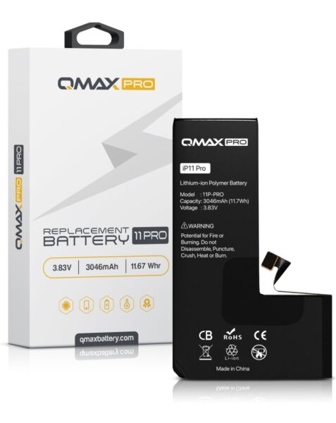 QMAX Pro iPhone 11 Pro Replacement Battery (3046 mAh)