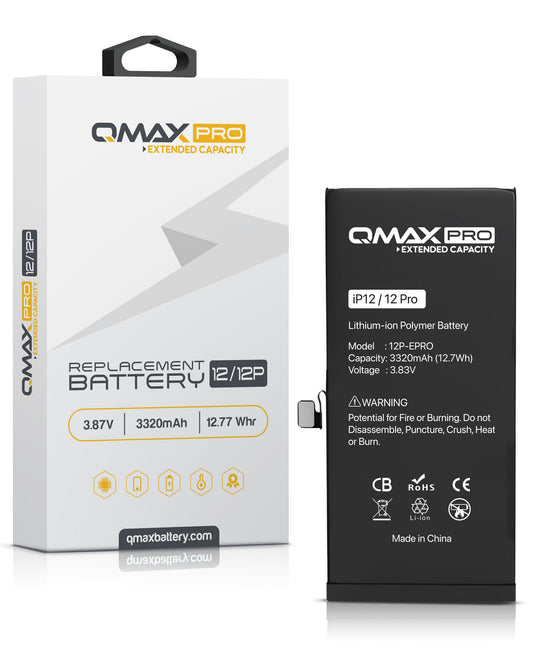 QMAX Pro iPhone 12 / 12 Pro Extended Capacity Replacement Battery (3320 mAh)