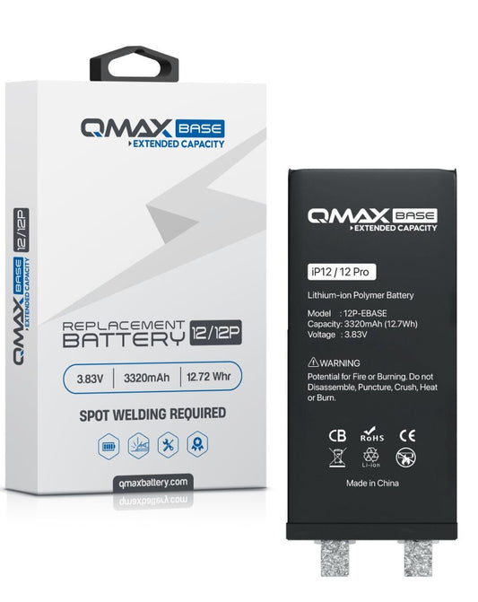 QMAX Base iPhone 12 Pro Extended Capacity Replacement Battery (Spot Weld Required) (3320 mAh)