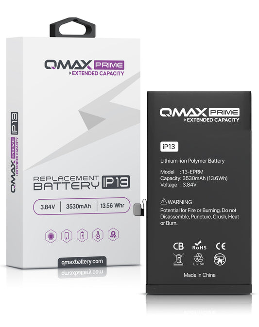 QMAX Prime iPhone 13 Extended Capacity Replacement Battery (Spot Weld NOT Required) (3530 mAh)