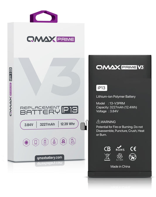 QMAX Prime V3 Replacement Battery for iPhone 13 (No Pop-Up) (3227 mAh)