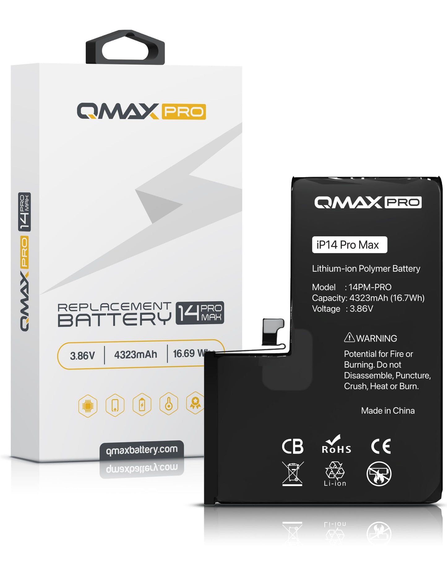 QMAX Pro iPhone 14 Pro Max Replacement Battery (4323 mAh)