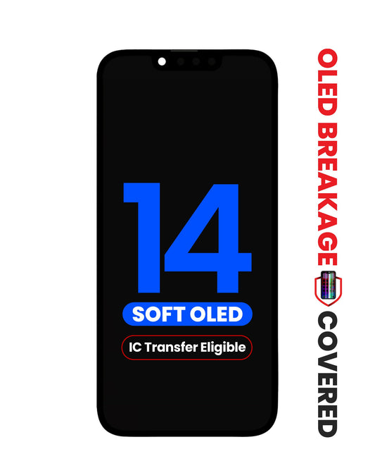 OLED Assembly for iPhone 14 (Aftermarket QV8 / Soft) (IC Transfer Eligible) (Exclusive OLED Breakage Warranty)