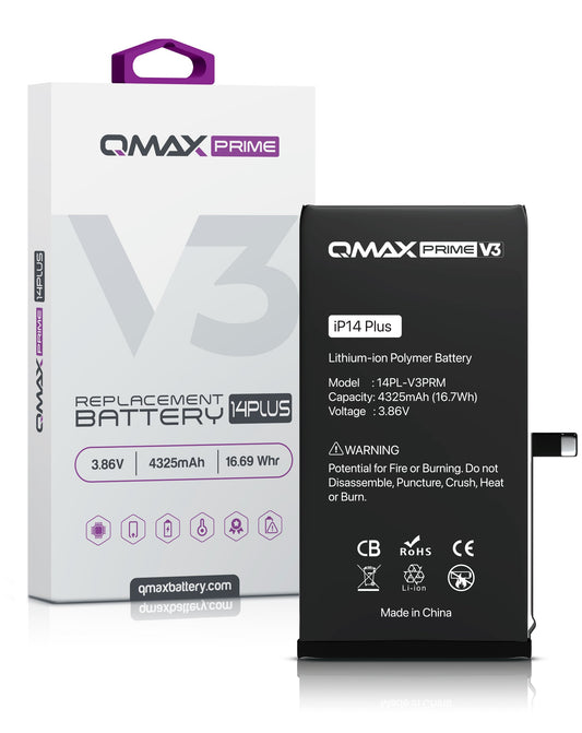 QMAX Prime V3 Replacement Battery for iPhone 14 Plus (No Pop-Up) (4325 mAh)