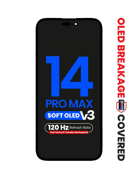 OLED Assembly for iPhone 14 Pro Max (True Tone Programming and IC Transfer NOT REQUIRED) (Aftermarket QV8 V3 / Soft / 120HZ)