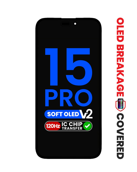 OLED Assembly for iPhone 15 Pro (Aftermarket QV8 / Soft / 120HZ) (IC Transfer Eligible) (Exclusive OLED Breakage Warranty)