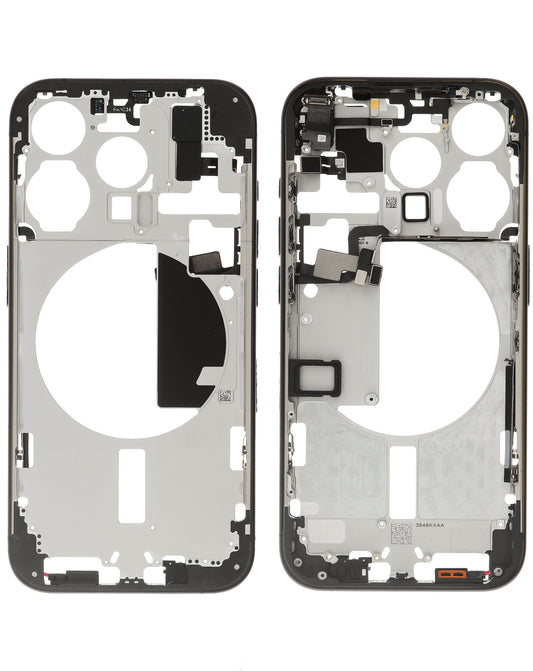 Middle Frame with Parts for iPhone 15 Pro (BLACK) (International Version) (OEM Pull A Grade)