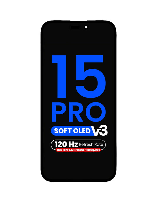 OLED Assembly for iPhone 15 Pro (True Tone Programming and IC Transfer NOT REQUIRED) (Aftermarket QV8 V3 / Soft / 120HZ)