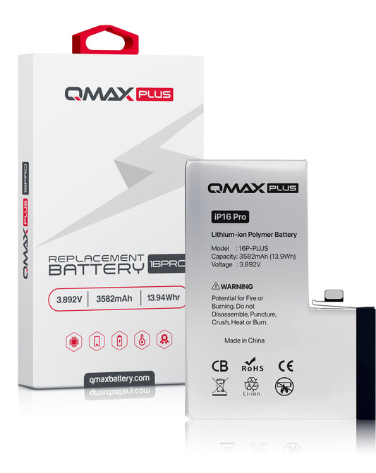 QMAX Plus Replacement Battery for iPhone 16 Pro (3582 mAh)