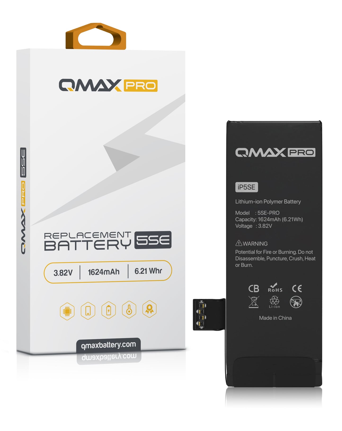 QMAX Pro Replacement Battery for iPhone 5SE (1624 mAh) (Only Ground Shipping)