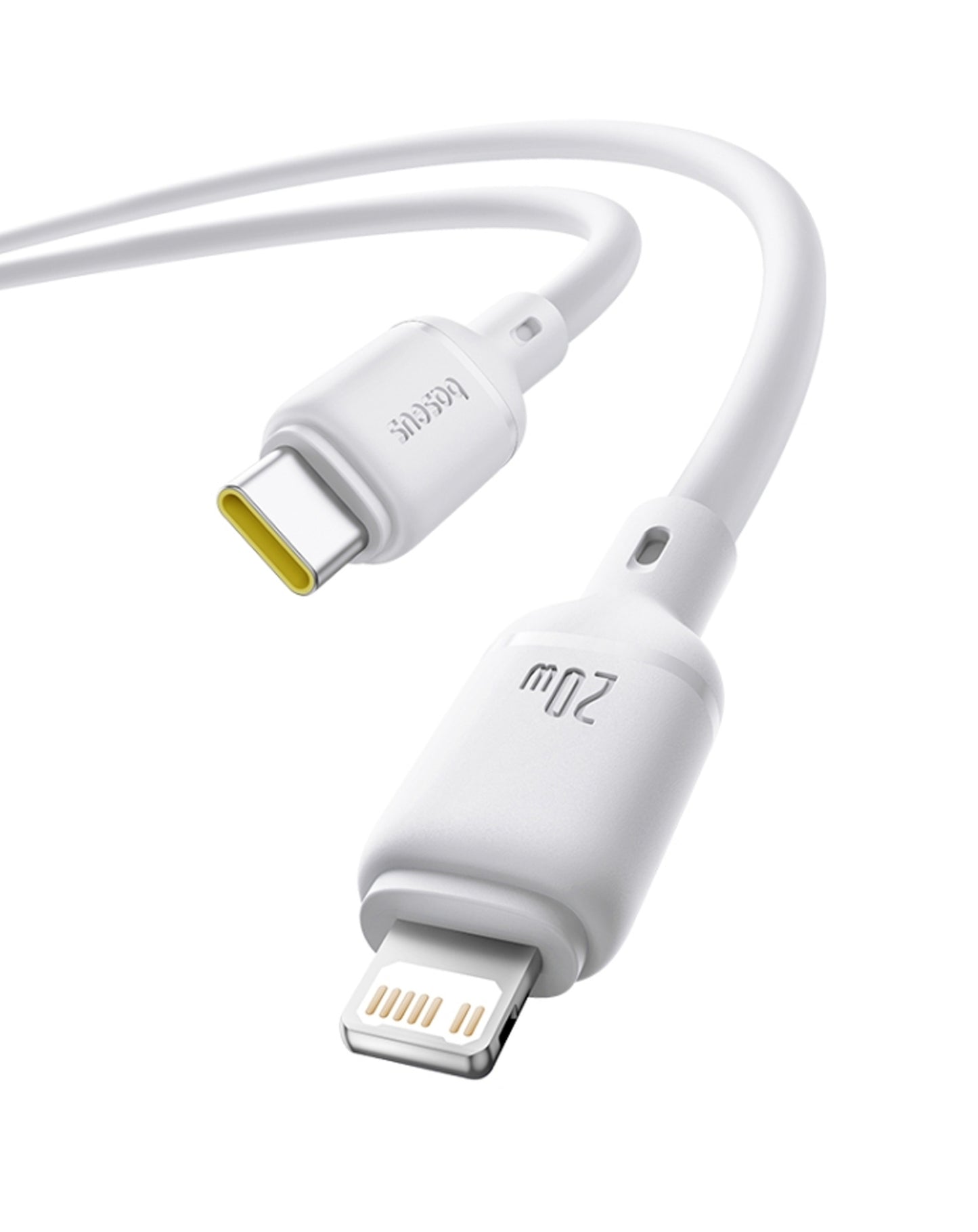 BASEUS Silky Series Fast Charging Cable USB C-L (MOON WHITE) (6ft) (20W) (Only Ground Shipping)
