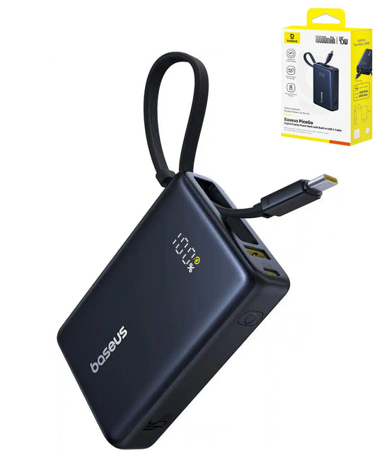 BASEUS PicoGo Digital Display Power Bank (45W) (10000mAh) (COSMIC BLACK) (Only Ground Shipping)