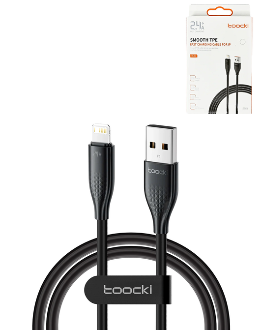 Toocki USB A-L Non-MFI Fast Charging Data Cable (BLACK) (6ft) (20W) (Only Ground Shipping)