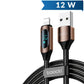 Toocki USB A-L Non-MFI Fast Charging Data Cable w/ Display (BROWN) (12W) (6ft)