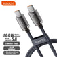 Toocki USB C-C Crystal Fast Braided Charging Data Cable (BLACK) (100W) (6ft)