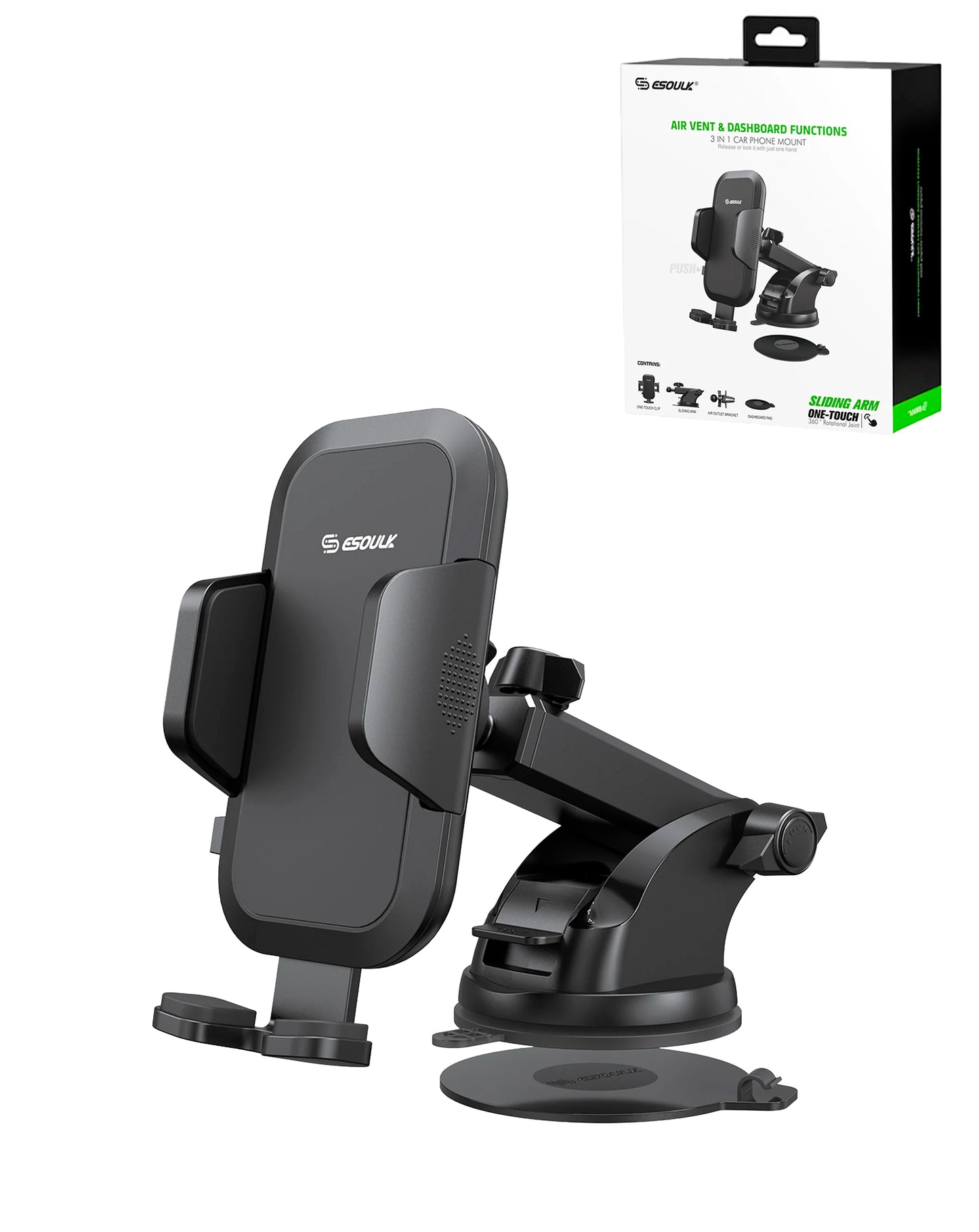 Esoulk 2in1 Air Vent & Dashboard Card Phone Mount (BLACK) (Only Ground Shipping)