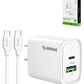 Esoulk USB C+A PD/QC Wall Adapter with USB C-C Cable (5ft) (20W) (WHITE) (Only Ground Shipping)