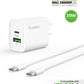 Esoulk USB C+A PD/QC Wall Adapter with USB C-C Cable (5ft) (20W) (WHITE) (Only Ground Shipping)
