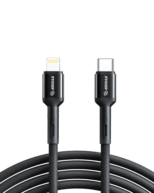 Esoulk EC51 Type C to Lightning Fast Charging Cable (BLACK) (10ft)