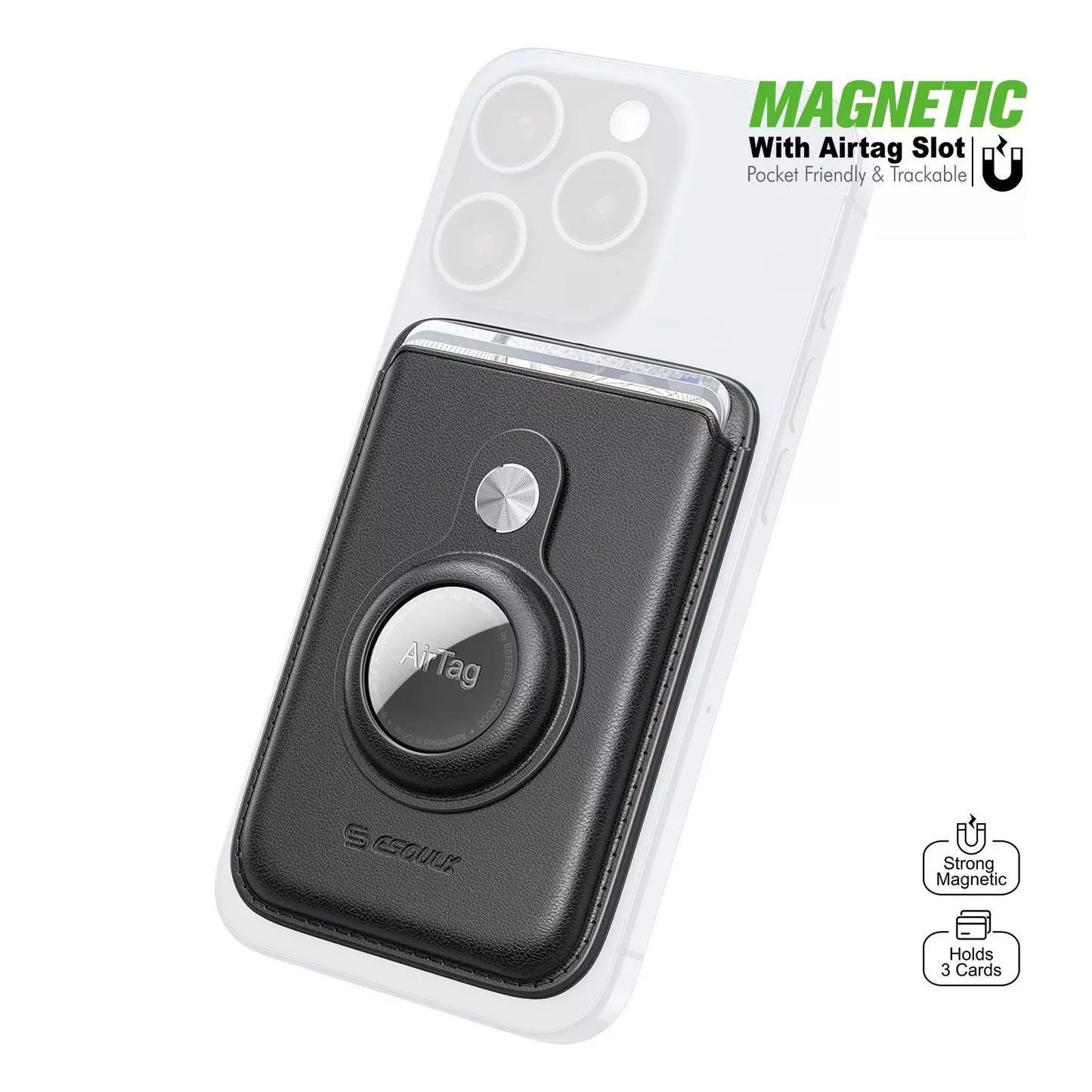 Esoulk Magnetic Wallet with Airtag Slot (BLACK) (Only Ground Shipping)
