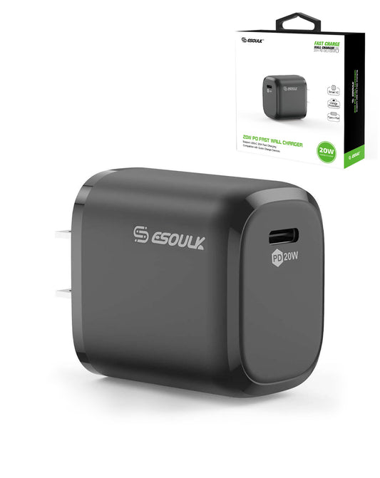 Esoulk USB C Wall Adapter (20W) (BLACK) (Only Ground Shipping)