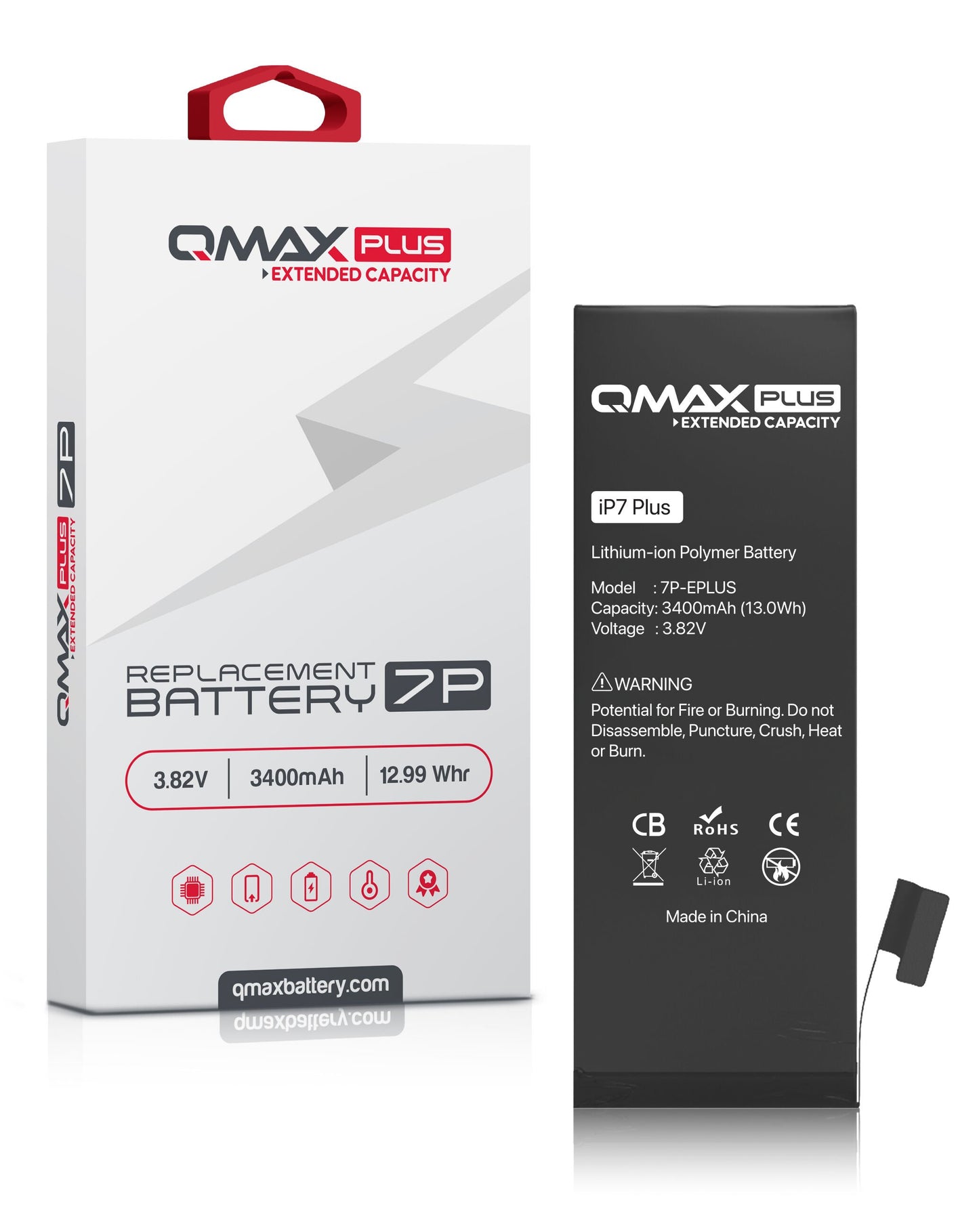 QMAX Plus iPhone 7 Plus Extended Capacity Replacement Battery (3400 mAh)