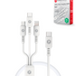 PowerPeak ECONOMY 3in1 USB-C to C+A+M Cable (WHITE) (3ft) (18W) (Only Ground Shipping)