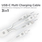 PowerPeak ECONOMY 3in1 USB-C to C+A+M Cable (WHITE) (3ft) (18W) (Only Ground Shipping)