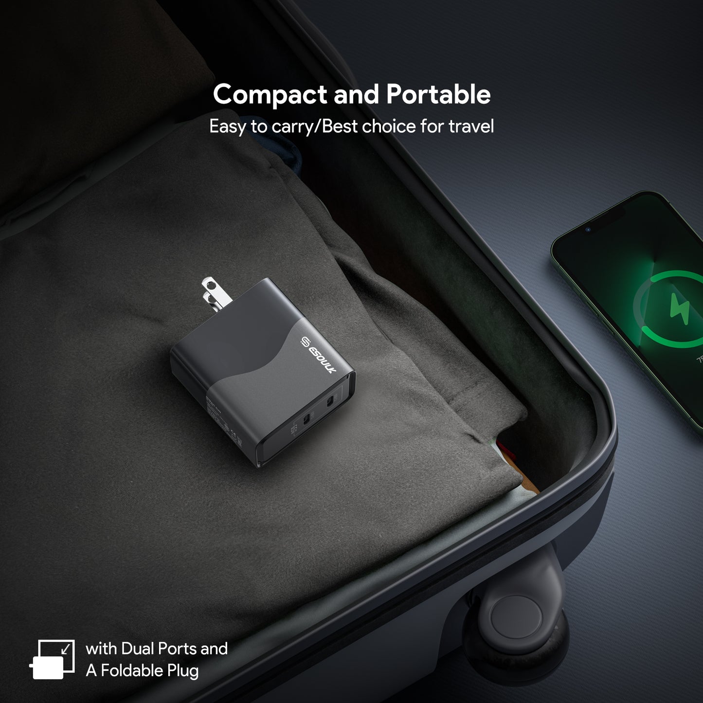Esoulk EK2005 Dual USB C Wall Charging Plug (BLACK) (65W) (Only Ground Shipping)
